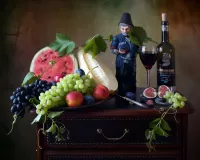 Пазл Фрукты и вино