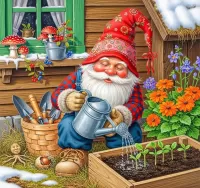 Пазл Гном - садовод