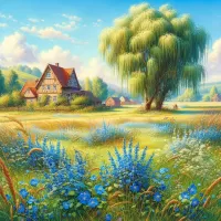 Пазл Голубые цветы