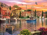 Пазл Город вечер река