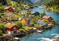 Пазл Городок у фьорда