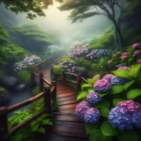 Пазл Гортензии в тумане