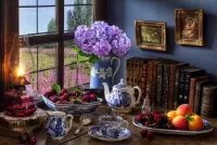 Пазл Гортензия и гжель