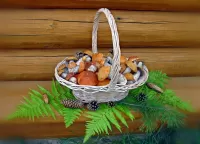 Пазл Грибы в корзинке