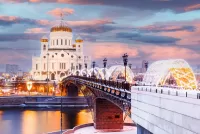 Пазл Храм перед мостом