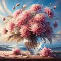 Пазл Хризантемы в хрустальной вазе