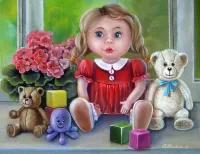 Пазл Игрушки и цветок