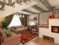 Пазл Интерьер с русской печкой