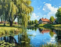 Пазл Ива у пруда 