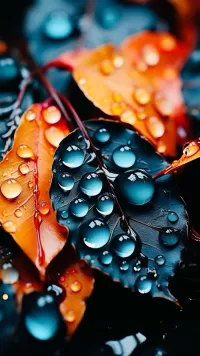 Пазл Капли на листьях