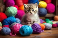 Пазл Клубки и котенок