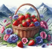Пазл Клубника и васильки