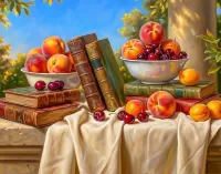 Пазл Книги и персики 