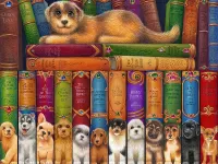 Пазл Книжная полка собаки