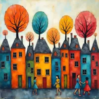 Пазл Цветное здание