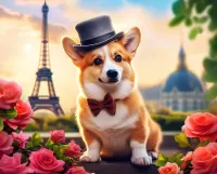 Пазл Корги в Париже