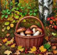 Пазл Корзинка с грибами