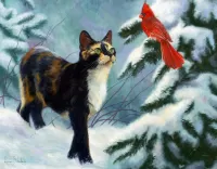 Пазл Кошка и кардинал 