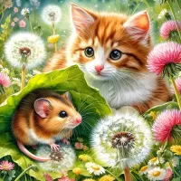 Пазл Кошка и мышка