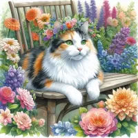 Пазл Кошка в венке