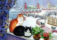 Пазл Кошки на окошке