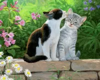 Пазл Кошки в саду