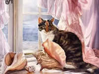 Пазл Кот и море