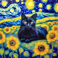 Пазл Кот и подсолнухи