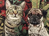 Пазл Кот и пёс 