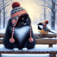 Пазл Кот и синица