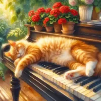 Пазл Кот на рояле