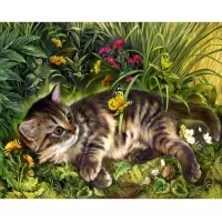 Пазл Котенок и бабочка
