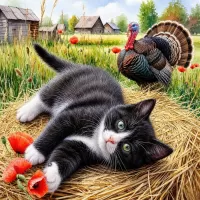 Пазл Котенок и индюк