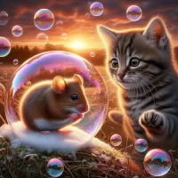 Пазл Котенок и мышка