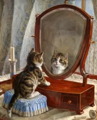 Пазл Котенок и зеркало