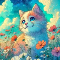 Пазл Котенок на лугу