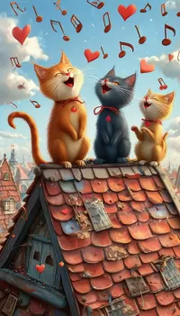 Пазл Коты на крыше 