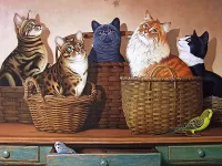 Пазл Котики  в корзинках