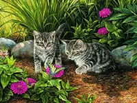 Пазл Котята и бабочка