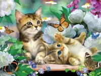 Пазл Котята и бабочки 