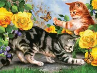 Пазл Котята и бабочки