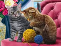 Пазл Котята и клубки
