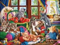 Пазл Котята и клубки