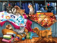 Пазл Котята и щенок