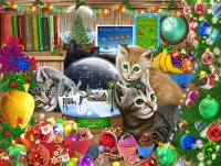 Пазл Котята и снежный шар