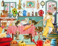 Пазл Котята на кухне