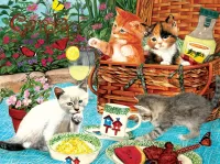 Пазл Котята на пикнике