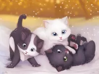 Пазл Котята на снегу