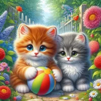 Пазл Котята с мячом