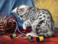 Пазл Котёнок и катушки 